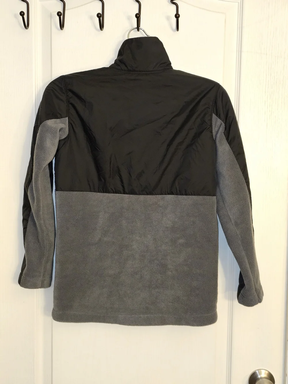Columbia Jacket Youth Boys Gray Black Full Zip Colorblock Fleece Jacket M 10 12